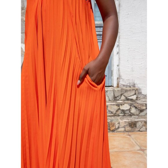 Women's Summer Woven Cotton Polyester A-Line Dress Adjustable Straps Pockets - Picture 7 of 7